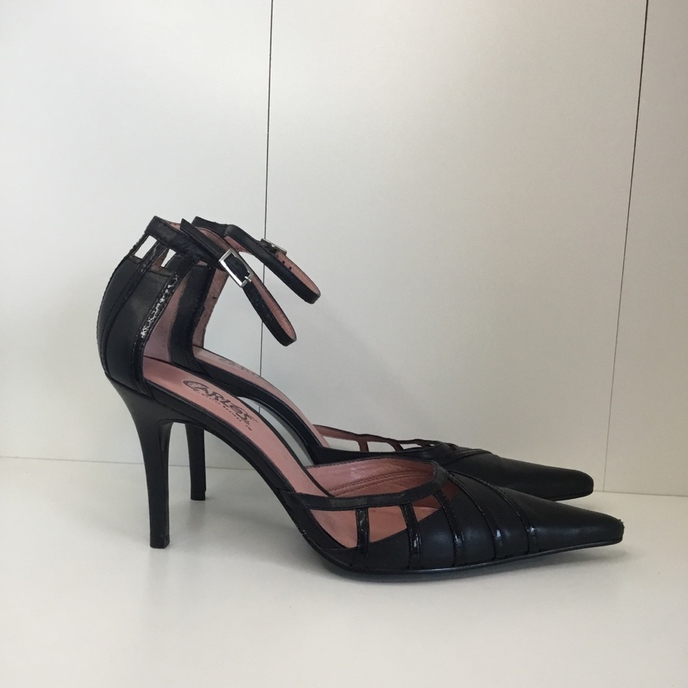 Carlos Santana Women's Shoes Black Leather Retro Heels/Pumps Size 7.5